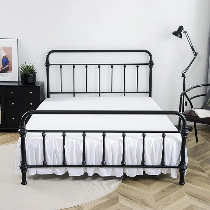 Bed Skirt Queen Size Ruffled Bed Skirt with Split Corners, 15 Inch Drop Dust Ruffle Bed Skirts with Platform, White