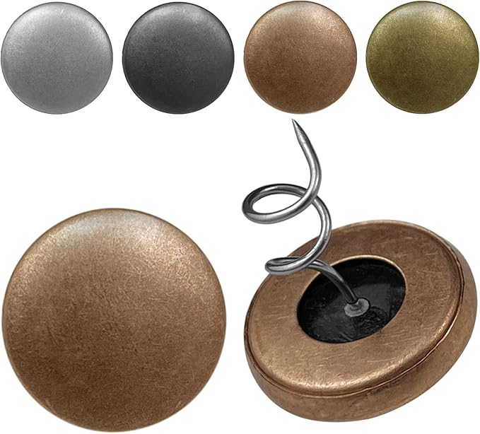 Flax Covered Button Twist Pins - for Bed Skirts Pins,Sofa,Upholstery,Armchair Caddies, Armrest Covers, Slipcovers (16, Copper Red)