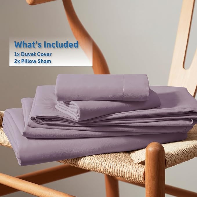 Nestl Dusty Purple Duvet Cover Queen Size - Soft Double Brushed Queen Duvet Cover Set, 3 Piece, with Button Closure, 1 Duvet Cover 90x90 inches and 2 Pillow Shams