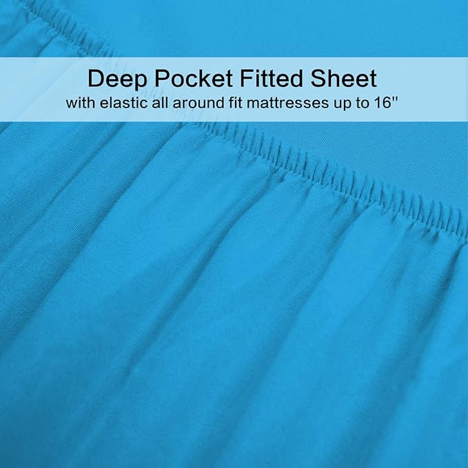 Best Season 1800 Thread Count Microfiber Fade Resistant Bed Sheet Set(1 Flat Sheet,1 Fitted Sheet and 1 Pillow Cases), Twin, Dark Teal