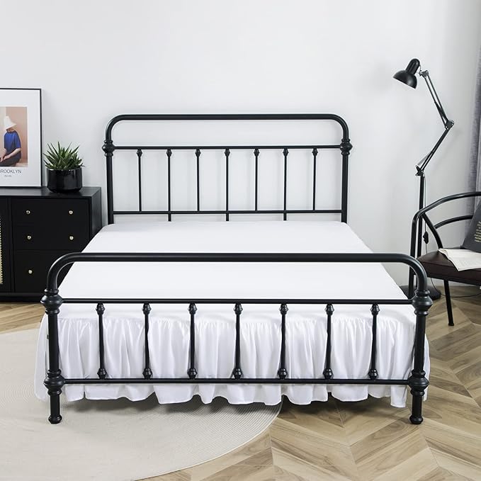 Bed Skirt Full Size Ruffled Bed Skirts with Split Corners, 14 Inch Drop Dust Ruffle Bed Skirt with Platform, White