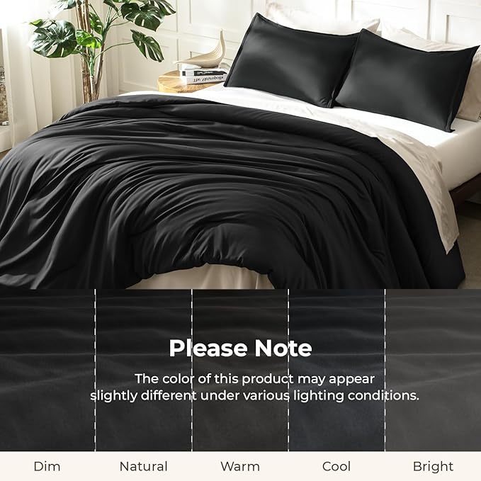 Litanika Twin XL Comforter Set Black - 2 Pieces Extra Long Bed Set for College Dorm, All Season Bedding Set for Girls and Boys