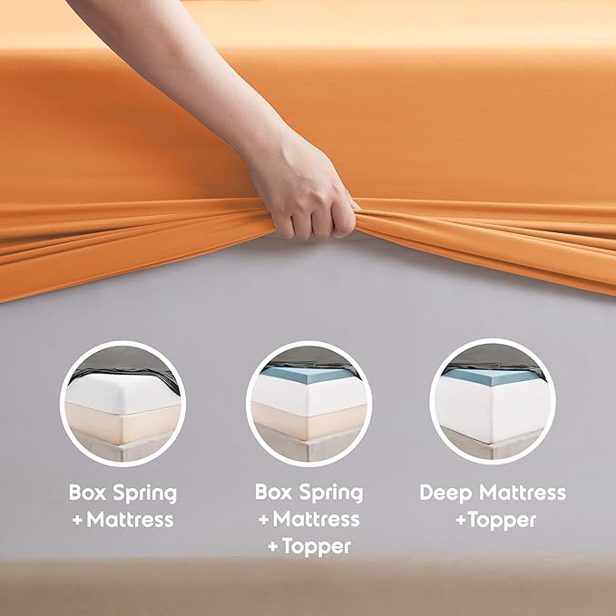 Nestl King Sheet Set - Luxury 1800 Ultra-Soft Microfiber King Bed Sheets - Double Brushed - Deep Pockets - Easy Fit - 4 Piece Set - Bedding Sheets & Pillowcases (King, Light Orange)