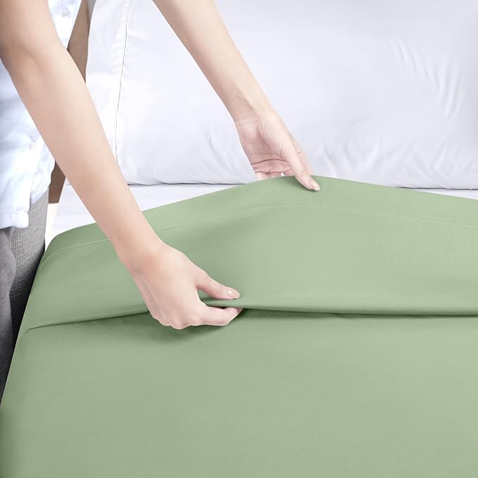Utopia Bedding Flat Sheet - Soft Brushed Microfiber Fabric - Shrinkage & Fade Resistant Top Sheet - Easy Care - 1 Flat Sheet Only (King, Sage)
