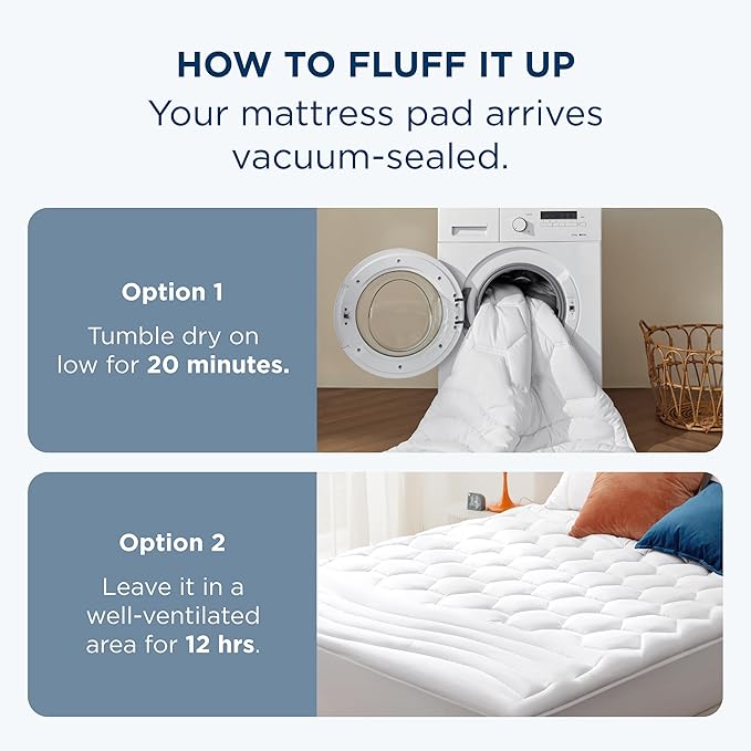 Bedsure Full Size Mattress Pad - Quilted Fitted Mattress Topper Protector with 8-21 Inches Deep Pocket, Noiseless Breathable Bed Cover Padded, Machine Washable, White, 54x75 Inches