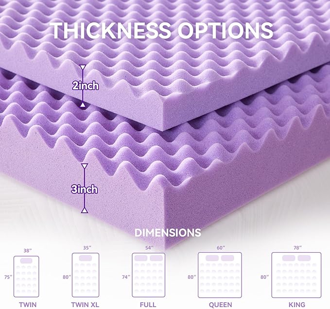 SINWEEK 2 Inch Egg Crate Cooling Gel Memory Foam Mattress Topper Full Size, Soft Mattress Pad for Back Pain Relief, Bed Topper, CertiPUR-US Certified
