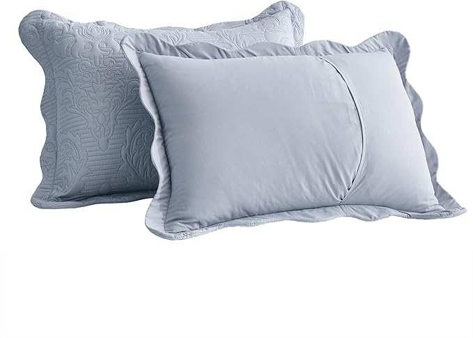 CHIXIN Microfiber Standard Pillow Shams Set of 2 - Decorative Pillow Covers - Light Grey - Size (20" x 26")