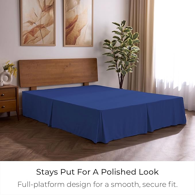 Mellanni Bed Skirt Twin XL Size - Bed Skirting - 15-Inch Tailored Drop Pleated Dust Ruffle - Hotel Luxury Bedding - Wrinkle, Fade, Stain Resistant - 1 Bedskirt (Twin XL, Royal Blue)
