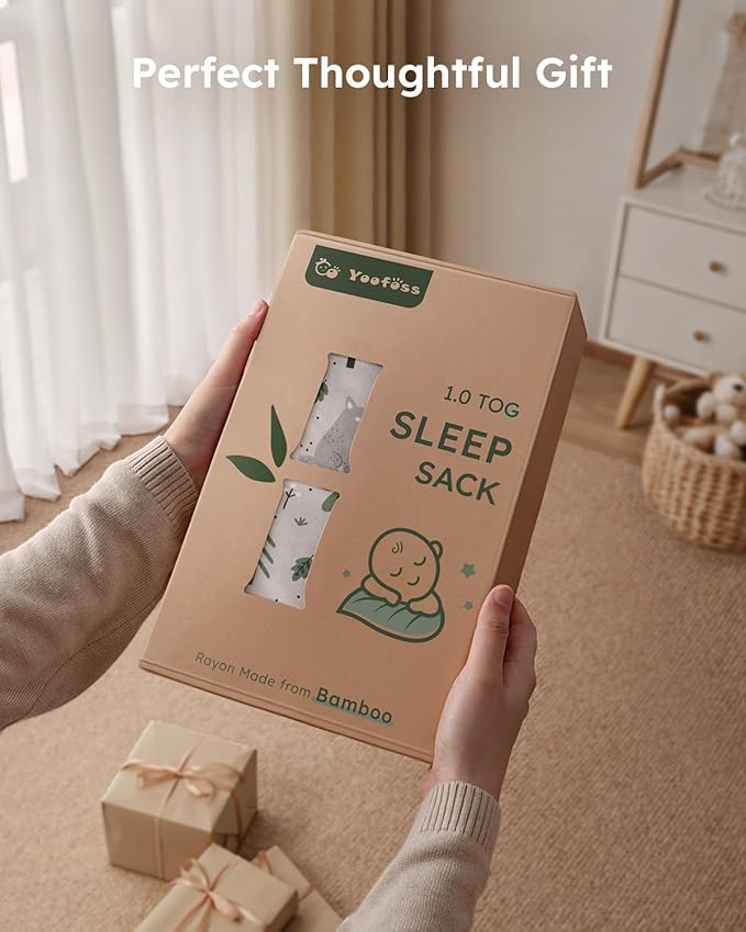 Yoofoss Rayon Made from Bamboo Baby Sleep Sack 18-24 Months 1.0 Tog Baby Wearable Blanket, Super Soft Infant Toddler Sleeping Sack 2-Way Zipper