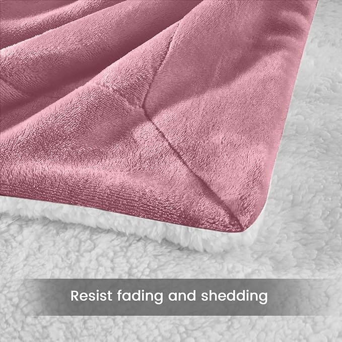 MOONLIGHT20015 Sherpa Throw Blanket - (Baby Pink, 50X60 Inches) Soft and Warm Blankets for Winter Thick, Fluffy and Plush Blanket for Bed, Sofa, Camping and Travel
