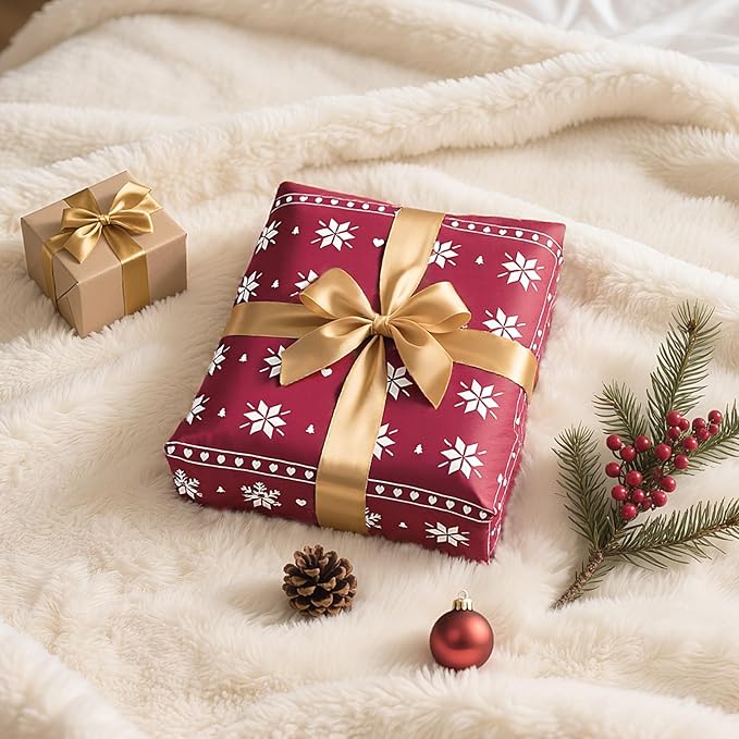 Lekesky Christmas Duvet Cover King Size,3 Pieces Reversible Duvet Cover Set with Snowflake Holiday Bedding Set with Zipper and 8 Corner Ties, 1 Duvet Cover 104x90 inches + 2 Pillowcases