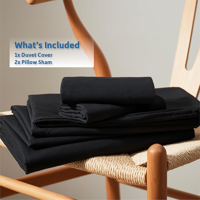 Nestl Black Duvet Cover Full Size - Soft Double Brushed Full Size Duvet Cover Set, 3 Piece, with Button Closure, 1 Duvet Cover 80x90 inches and 2 Pillow Shams