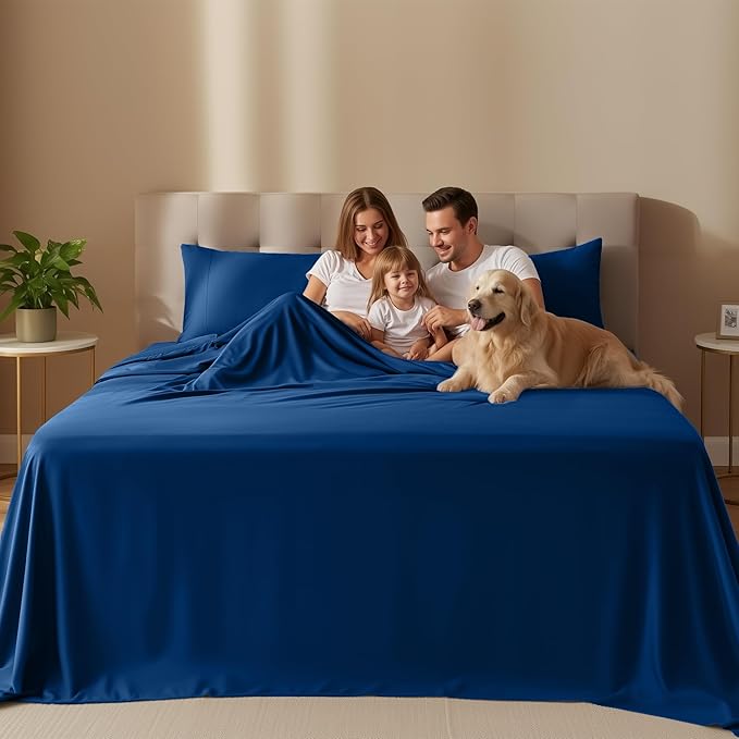 Utopia Bedding Queen Size Sheet Set – 4 Piece Bed Sheets, Soft and Breathable Microfiber, Includes 1 Fitted Sheet, 1 Flat Sheet and 2 Pillowcases – Oeko Tex (Dusk Blue)
