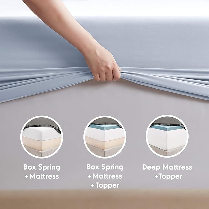 Nestl Queen Sheet Set - Luxury 1800 Ultra-Soft Microfiber Bed Sheets - Double Brushed - Deep Pockets - Easy Fit - 4 Piece Set - Bedding Sheets & Pillowcases (Queen, Ice Blue)