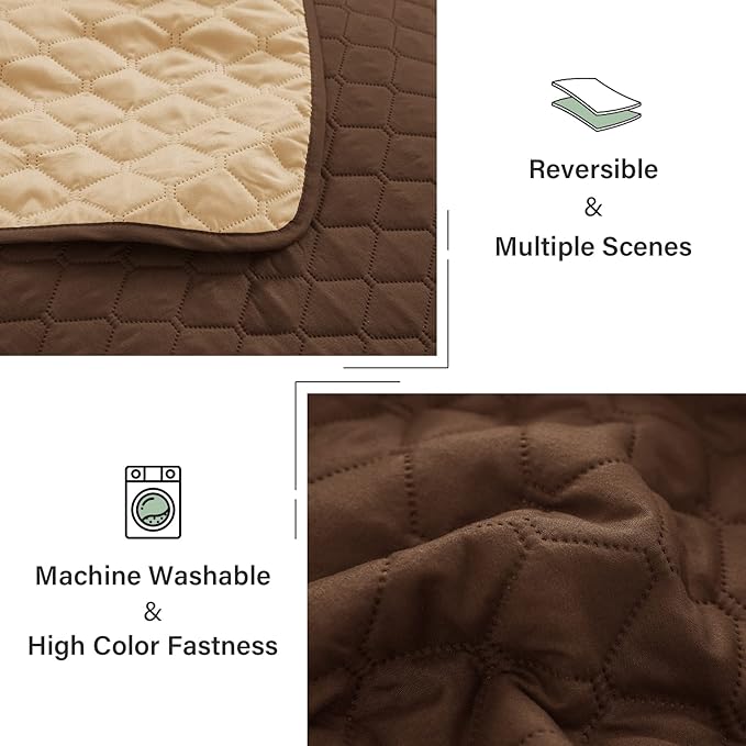 Exclusivo Mezcla Reversible King Size Quilt Bedding Set with Pillow Shams, Lightweight Quilts King Size, Soft Bedspreads Bed Coverlets for All Seasons - (Chocolate Brown, 104"x96")