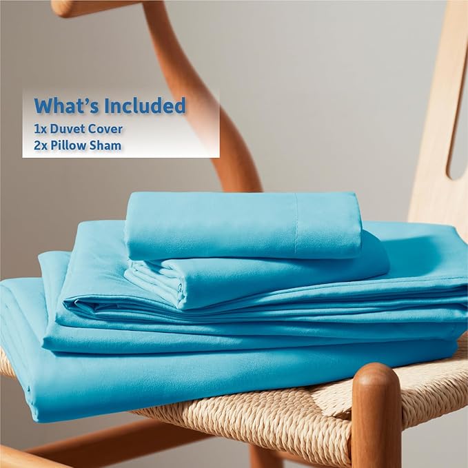 Nestl Bright Blue Duvet Cover Full Size - Soft Double Brushed Full Size Duvet Cover Set, 3 Piece, with Button Closure, 1 Duvet Cover 80x90 inches and 2 Pillow Shams
