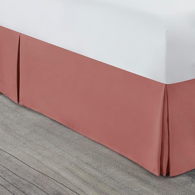Nestl Pink Clay Twin Bed Skirt - Twin Size Bed Skirt 14 Inch Drop - Brushed Microfiber Bed Skirts - Hotel Quality Pleated Bed Skirt - Shrinkage & Fade Resistant