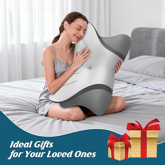 Cervical Neck Pillow for Pain Relief, Bed Pillows for Sleeping, Ergonomic Cooling Pillow, Orthopedic Contour Pillow for Side Back Stomach Sleepers,Neck Support Memory Foam Pillows (Grey&Darkgrey)