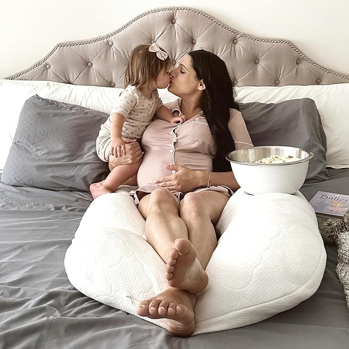 Newton Baby New and Improved Premium Pregnancy Maternity Pillow with Cotton Surface, 50% More Memory Foam and Fiber Clusters for Complete Support, U-Shaped with Removable Washable Cover