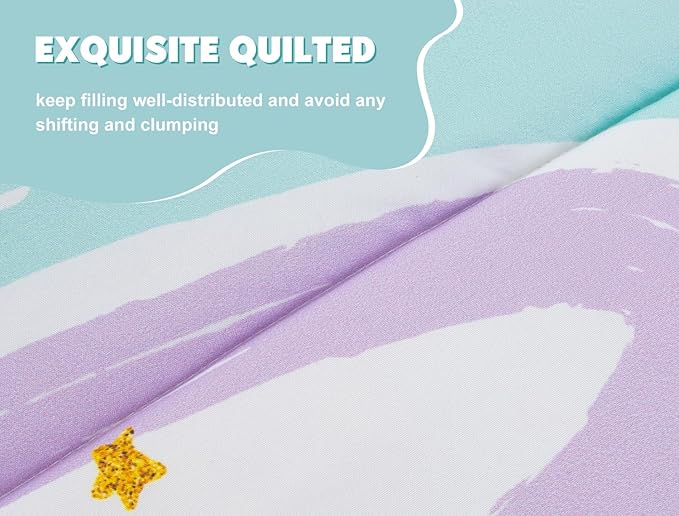 Meeting Story 3pcs Kids Comforter Set Zipper Bedding Set for Girls,Twin Kid Bedding Rainbow Comforter Butterfly Bedding Set for Kid(Yellow,Twin)