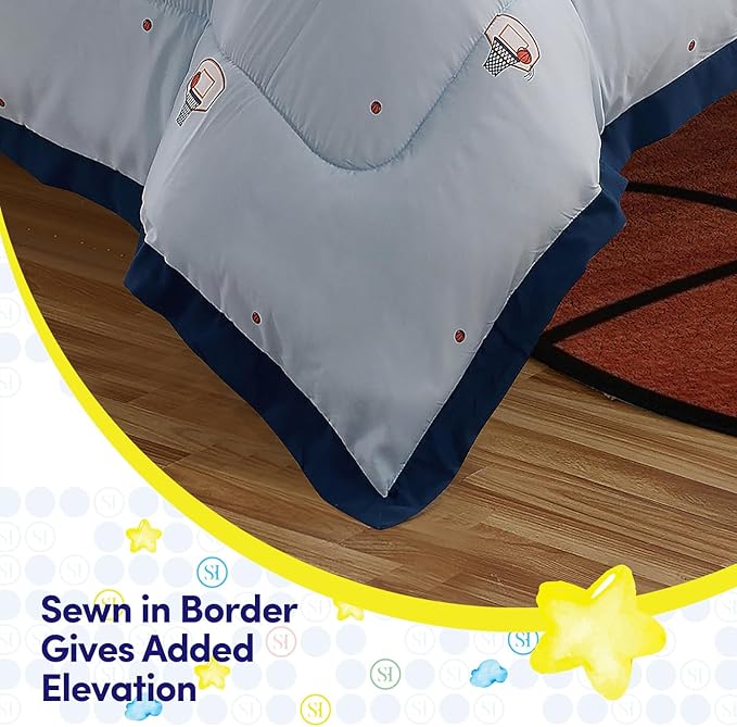 Basketball Comforter Set Full Size โ Bed in a Bag with Sheets, Pillowcases & Shams โ Soft Stylish Sports Bedding โ All Season Boys Basketball Bed Set