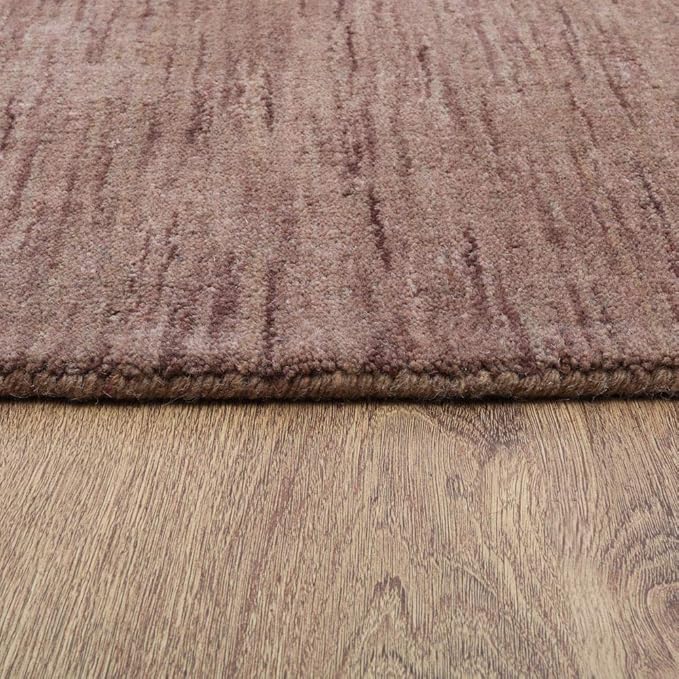 Hand Knotted Loom Wool ECO-Friendly Area Rugs - 5'x8', Rectangle, Light Brown Color, Solid Plain Design, High Pile Thick Handmade Anti Skid Rugs for Living Room (L00111)