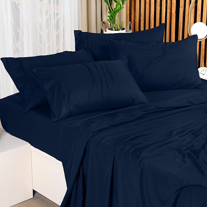 Utopia Bedding Full Sheet Set – 4 Piece Bed Sheets for Full Size Bed, Soft and Breathable Microfiber, Includes 1 Fitted Sheet, 1 Flat Sheet and 2 Pillowcases (Navy Blue)