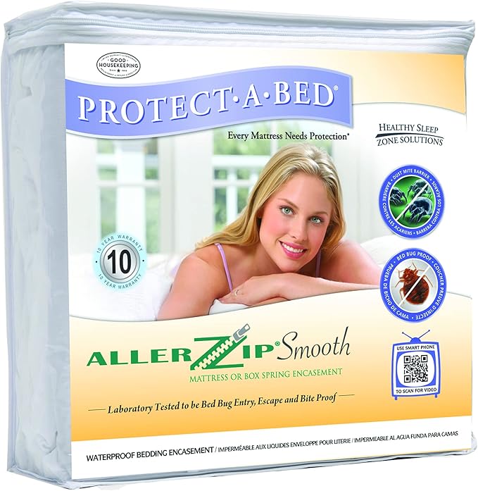 Protect-A-Bed, Allerzip Mattress Encasement, 11” - 18” Height, Waterproof, Zippered, 6-sided, Queen