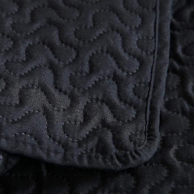 JML Quilts Set, Bedspread Coverlet Set with Pillowcases - 3 Piece Soft and Lightweight Bed Quilt for Spring, Autumn and Summer (Embossed Stripe - Black, King(92"x104"))