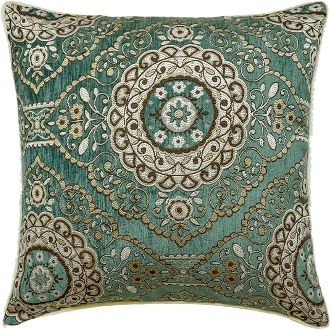 The HomeCentric King/Queen/Twin Teal Decorative King 90"x18" Bed Runner with Pillow Cover, Art Deco, Floral, Tassels & Velvet Bed Scarf on Velvet Fabric - Ahmet