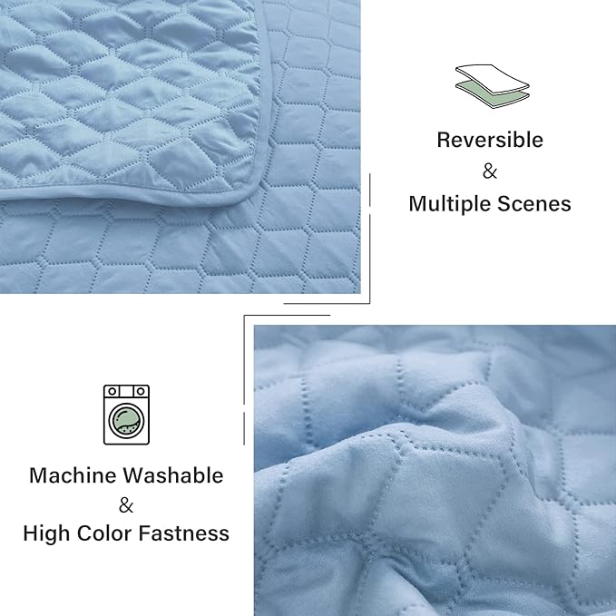 Exclusivo Mezcla Reversible California King Size Quilt Bedding Set with Pillow Shams, Lightweight Quilts Cal King Size, Soft Bedspreads Bed Coverlets for All Seasons - (Sky Blue, 112"x104")