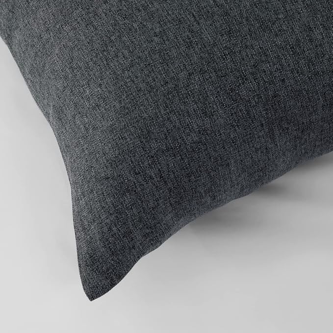 AMBERIS 2 Pillowcases (45×45cm)(Without Insert) Dark Grey, Imitation Linen Decorative 2 Pillowcases (Without Insert) for Home Hotel