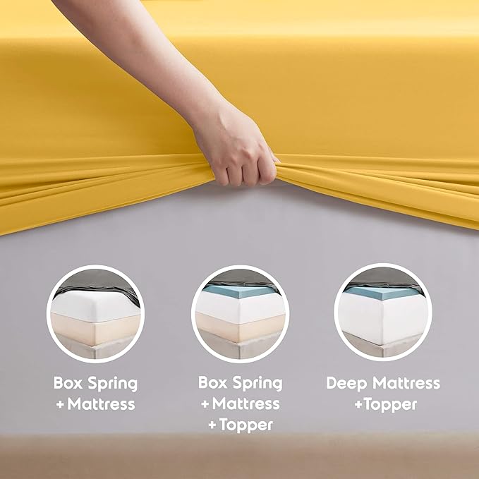 Nestl Twin Sheet Set - 1800 Ultra-Soft Microfiber Twin Bed Sheets - Double Brushed - Deep Pockets - Easy Fit - Extra Soft - 3 Piece Set - Bedding Sheets & Pillowcases (Twin, Yellow)