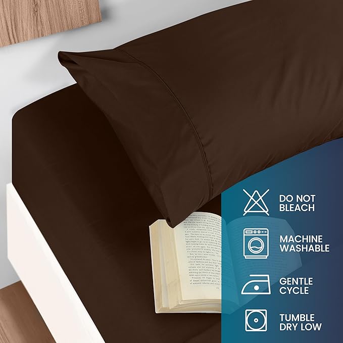 Utopia Bedding Queen Size 4 Piece Sheet Set - Brushed Microfiber - Soft Bed Sheets for Queen Size Bed Set - Includes 1 Fitted, 1 Flat, & 2 Pillow Cases - Deep Pocket (Brown)