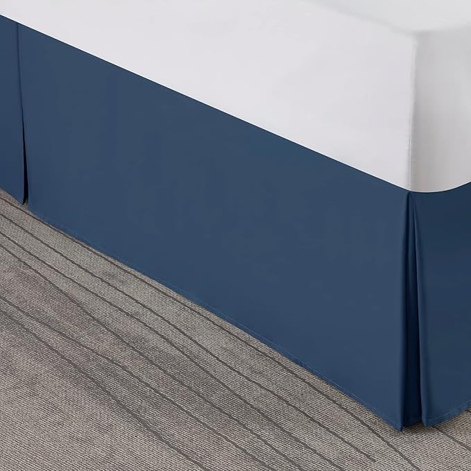 Nestl Navy Blue Bed Skirt Queen Size - Queen Bed Skirt 14 Inch Drop - Brushed Microfiber Bed Skirts - Hotel Quality Pleated Bed Skirt - Shrinkage & Fade Resistant