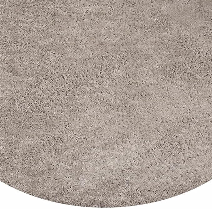 Rugsotic Carpets Hand Tufted Shag Polyester 10'x10' Round Area Rug Solid Ivory K00111