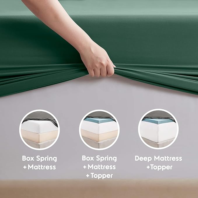 Nestl Full XL Sheet Set - Luxury 1800 Ultra-Soft Microfiber Full Extra Long Bed Sheets - Double Brushed - Deep Pockets - Easy Fit - 4 Piece Set - Bedding Sheets & Pillowcases (Full XL, Dark Green)