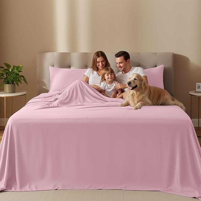 Utopia Bedding Queen Size Sheet Set – 4 Piece Bed Sheets, Soft and Breathable Microfiber, Includes 1 Fitted Sheet, 1 Flat Sheet and 2 Pillowcases – Oeko Tex (Crystal Pink)