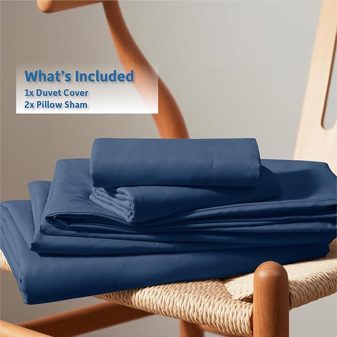 Nestl Navy Blue Duvet Cover Full Size - Soft Double Brushed Full Size Duvet Cover Set, 3 Piece, with Button Closure, 1 Duvet Cover 80x90 inches and 2 Pillow Shams