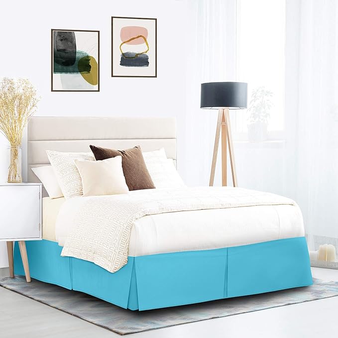Nestl Beach Blue Bed Skirt Cal King Size - Cal King Bed Skirt 14 Inch Drop - Brushed Microfiber Bed Skirts - Hotel Quality Pleated Bed Skirt - Shrinkage & Fade Resistant