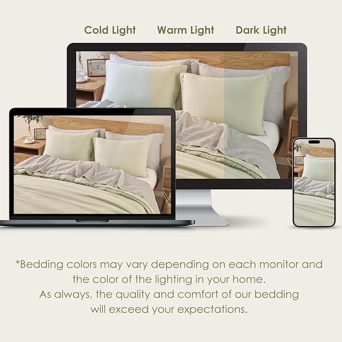 DAPU 100% Linen Duvet Cover Set - Pure Natural French Flax Linen with Corner Ties and Zipper Closure Soft Breathable Durable for Hot Sleepers 1 Duvet Cover 2 Pillowcases (Sage Green, Queen/Full)