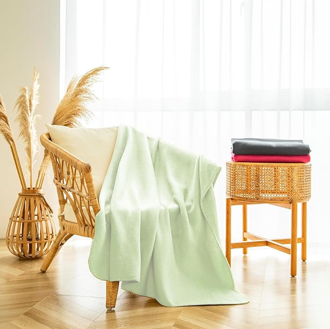 Fleece Throw Blankets Bulk Fleece Blankets Solid Wholesale Lightweight Warm Soft for Pet Bed Sofa Couch Office Wedding Gifts Travel Seasons Sage Green 50x60 Inches Pack of 6
