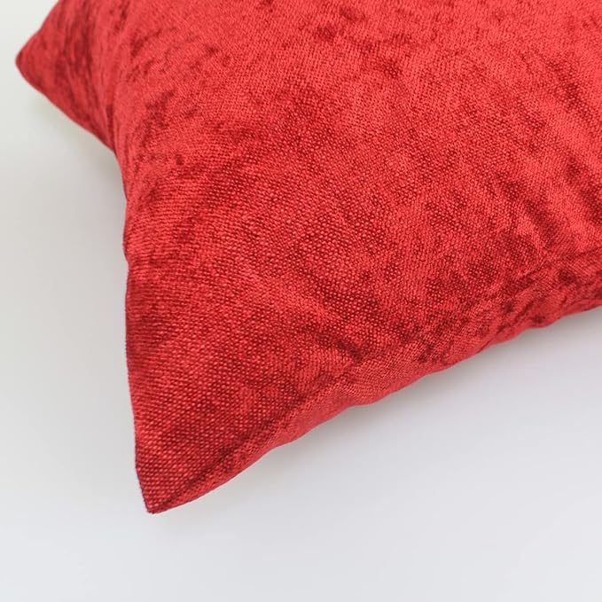 AMBERIS 2 Pillowcases (45×45cm)(Without Insert) Red, Chenille Soft No Fading Modern 2 Pillowcases (Without Insert)