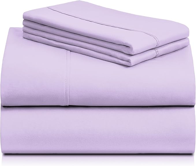 LuxClub Twin XL Sheets - Soft Twin Bed Sheets for-Boys-and-Girls-3 PC Deep Pockets 18" Eco Friendly Wrinkle Free-Kids-Fitted Sheets Machine Washable Hotel Bedding Silky Soft - Lavender Twin XL