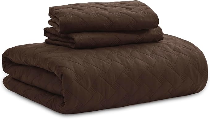 Bedsure Quilts King Size - Lightweight Bedspreads King Size with Basket Weave Pattern, Soft Quilt Bedding, Brown Comforter Coverlet for All Seasons (106" x 96")