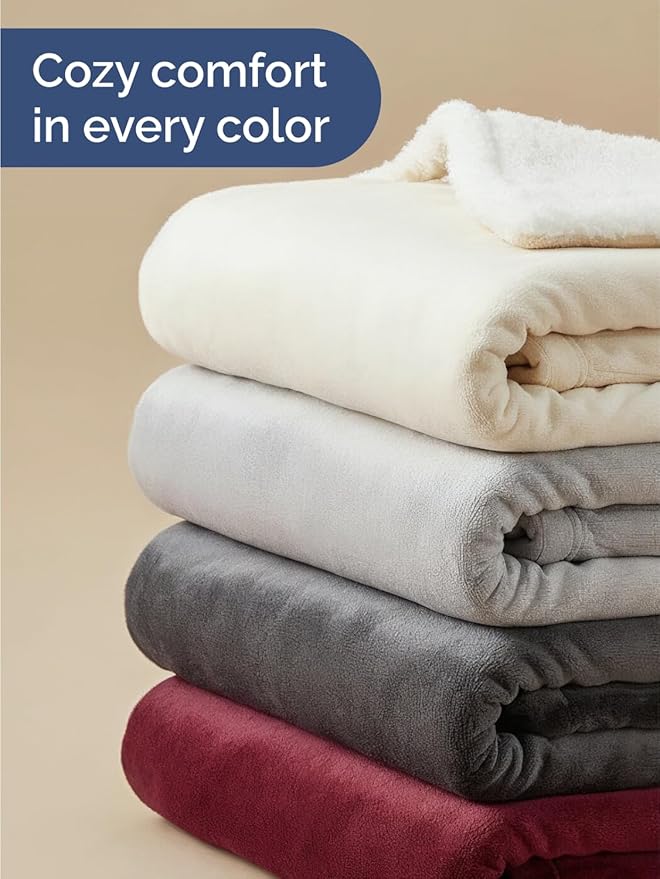 Sherpa Fleece Blanket Twin Size - Reversible Sherpa Fleece Twin Blanket - Super Soft Double Sided for Bed, Sofa, Couch - Thick, Warm, Fuzzy and Plush - Luxurious Bedding for Winter - Black, 60" x 80"