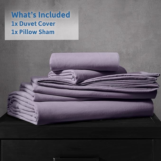 Nestl Twin Duvet Cover Set - Soft Prewashed Grayish Purple Duvet Cover Twin/Twin XL, 2 Piece, with Zipper Closure, 1 Duvet Cover 68x90 inches and 1 Pillow Sham