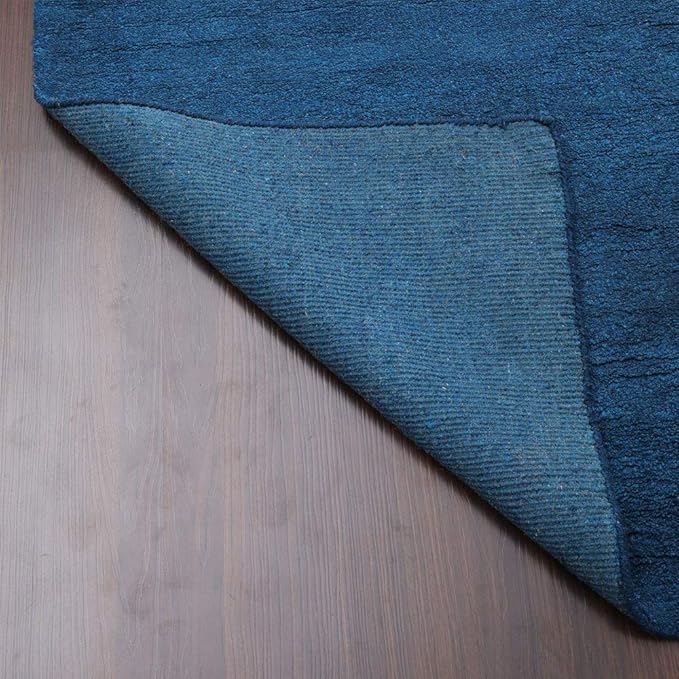 Rugsotic Carpets Hand Knotted Gabbeh Wool 8'x10' Area Rug Solid Blue L00111