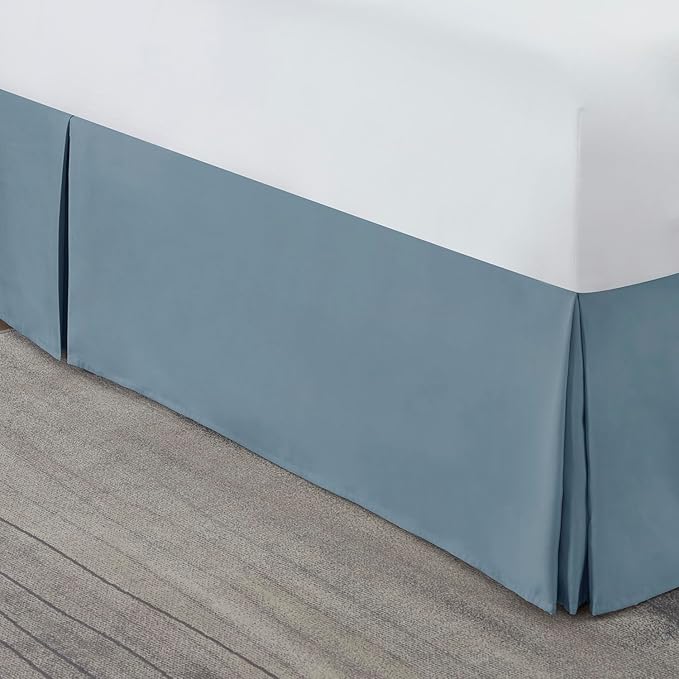 Nestl Stone Blue Twin Bed Skirt - Twin Size Bed Skirt 14 Inch Drop - Brushed Microfiber Bed Skirts - Hotel Quality Pleated Bed Skirt - Shrinkage & Fade Resistant