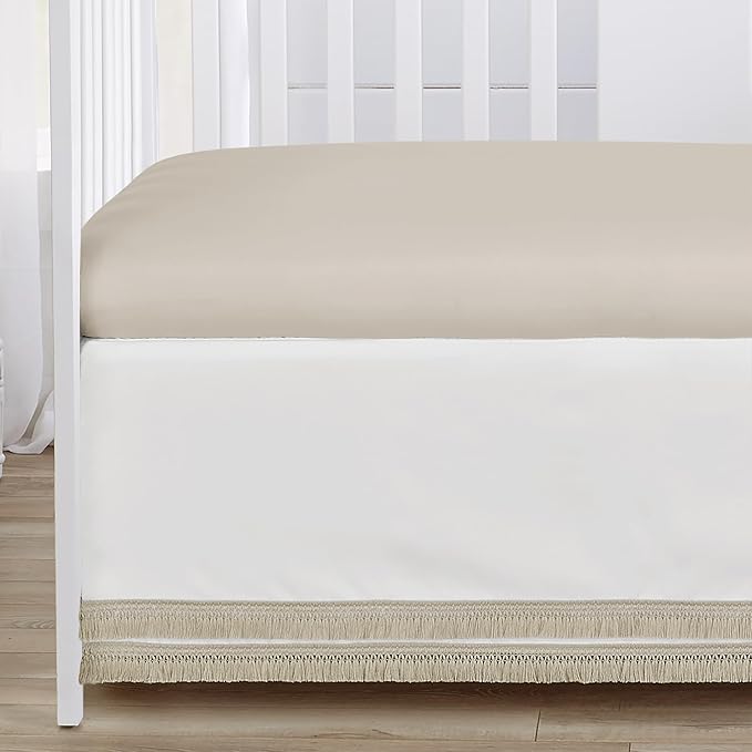 Sweet Jojo Designs 4-Piece Baby Crib Bedding Set (Boho Shabby Chic Floral) for Girls, Infants/Nursery incl. Blanket, Fitted Sheet, Skirt, Diaper Stacker (Taupe, Bohemian, Vintage, Garden, Watercolor)